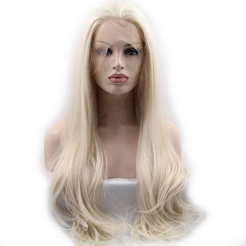 Natural White Blonde Synthetic Lace Front Wig - GODINHAIR INDUSTRIE