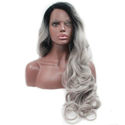 Black Grey Ombre Lace Front Wig S - GODINHAIR INDUSTRIE