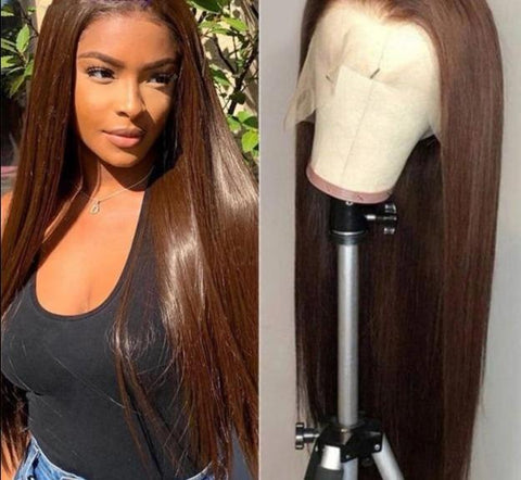13x4 Lace Front Human Hair Wigs Brazilian Wigs 180% Straight Brown Color Lace Frontal Wigs For Black Women PrePlucked Human Hair